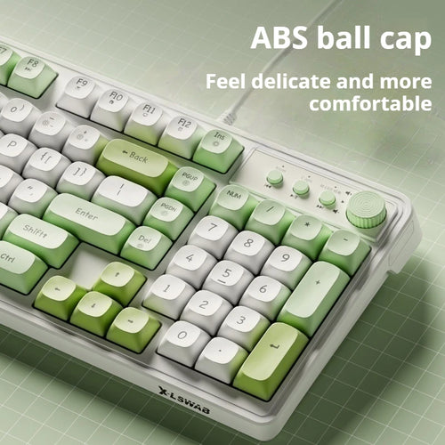 EWEADN Wired Silent Gaming Keyboard, Rainbow Backlight, Quiet Keys, Anti-Ghosting, Ergonomic, USB for Office & Gaming PC/Laptop