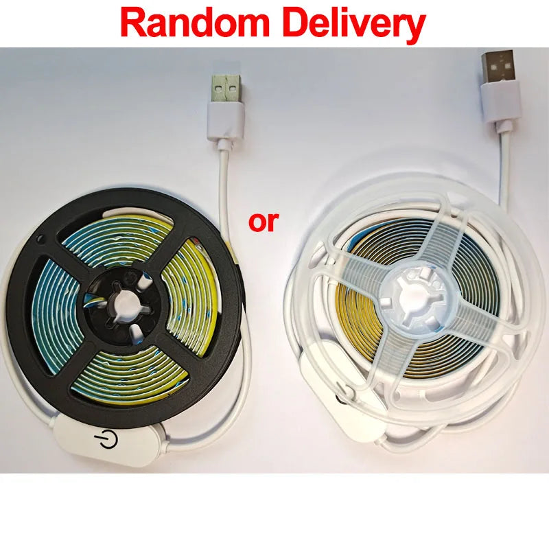 USB 5V LED Strip Light COB Touch Dimmer Control Lamp High Density RA90 Flexible Tape Lights 320Leds/m For Home Cabinet Decor